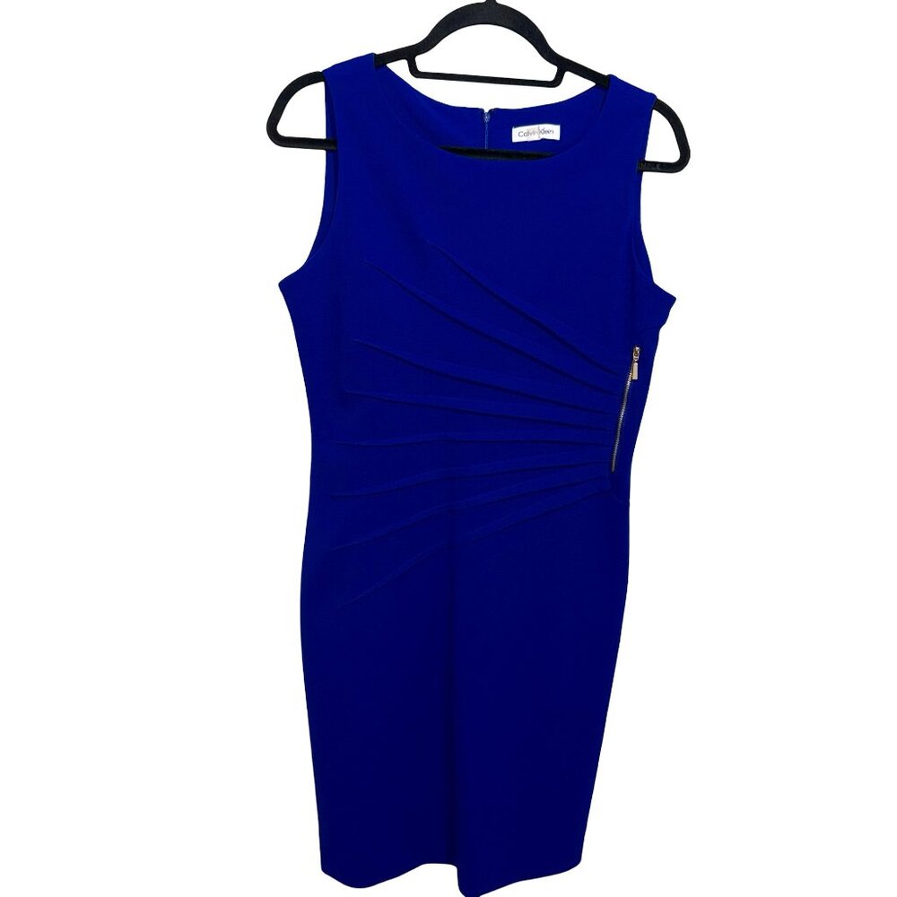 Calvin Klein Sleeveless Knee Length Midi Starburst Sheath Dress Sz 10